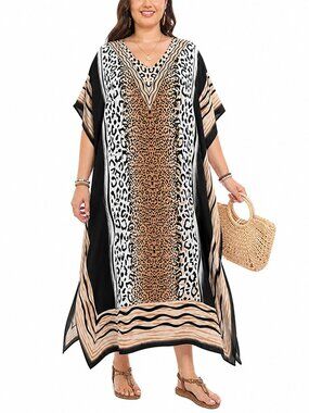 Summer Beach Cover Up Caftan Dress Plus Size Loose Maxi Dresses for Women